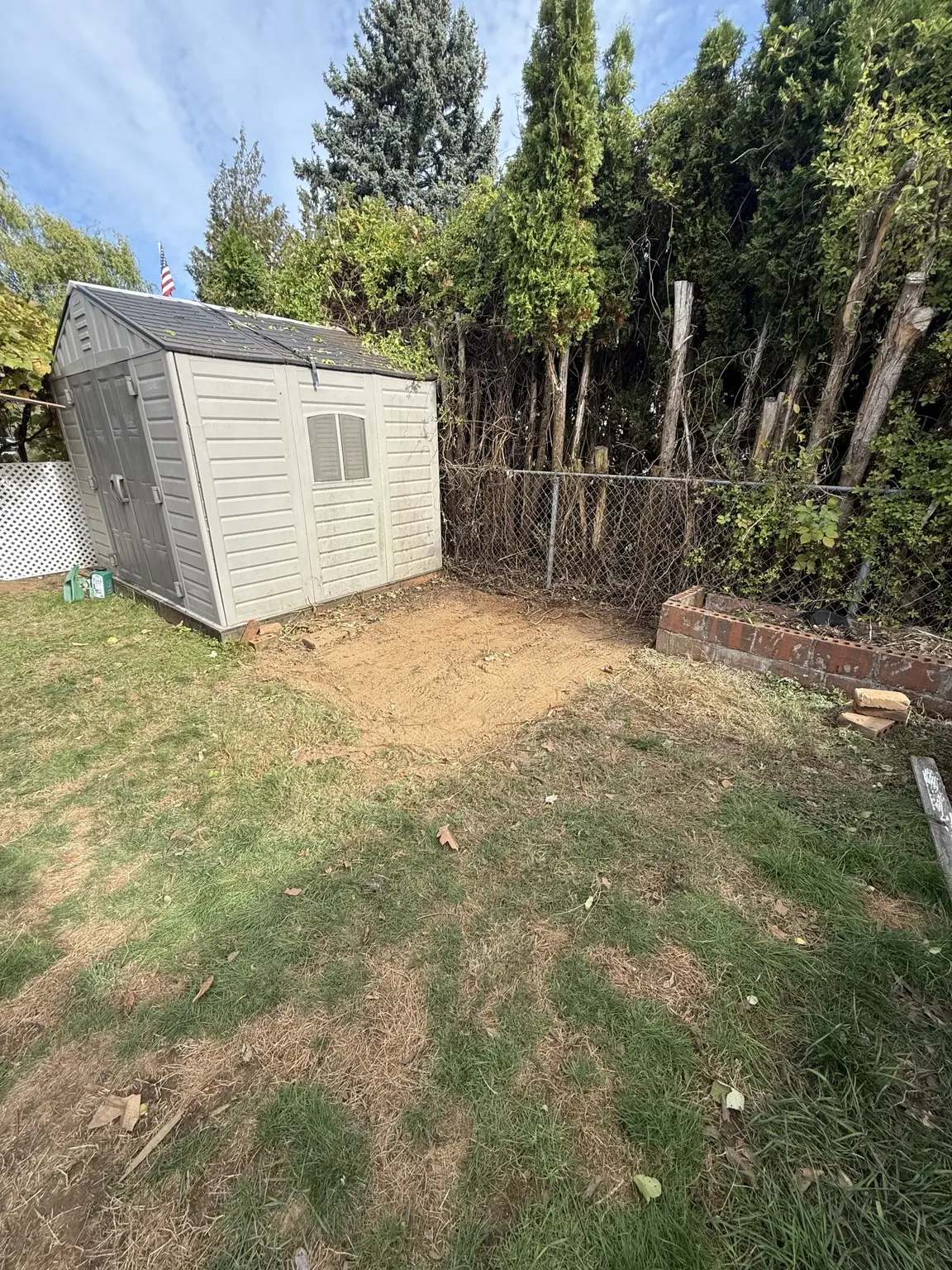 Open backyard space after the old shed and approved debris were removed